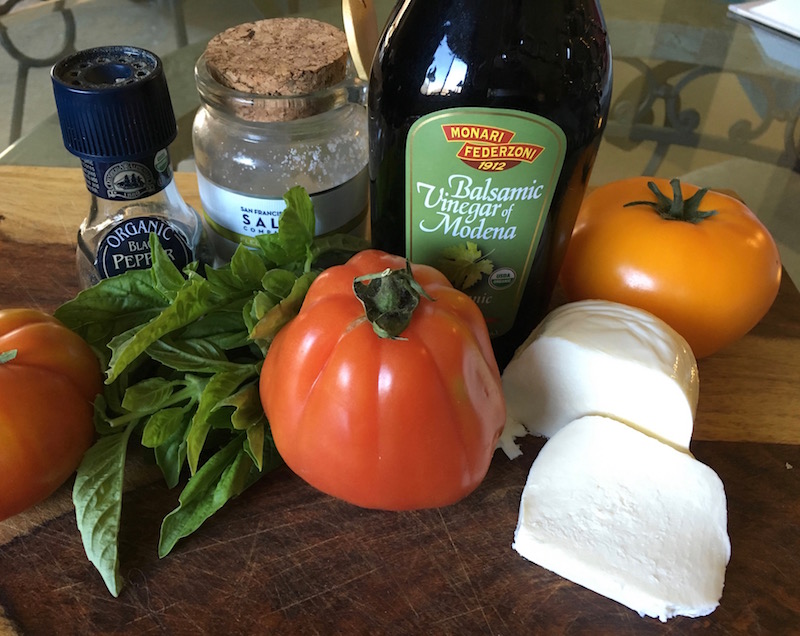 Ingredients for a classic caprese salad.