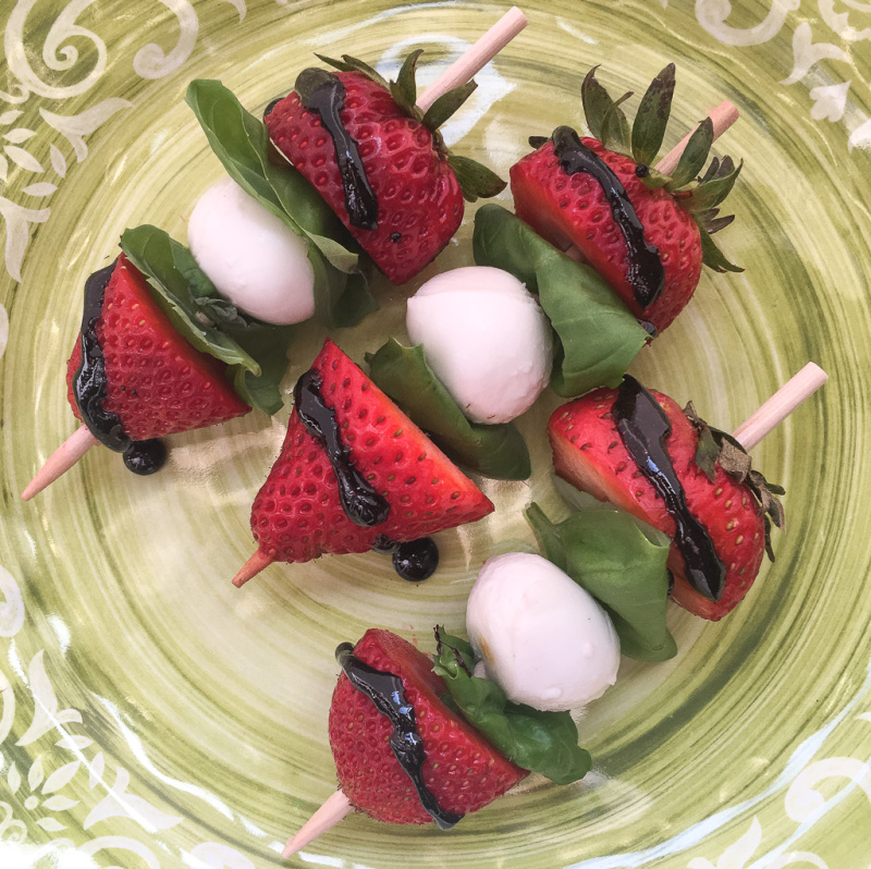 Strawberry Caprese Skewers with a Balsamic Glaze are a delicious twist on the traditional Caprese Salad. The perfect appetizer for your summer get-togethers.