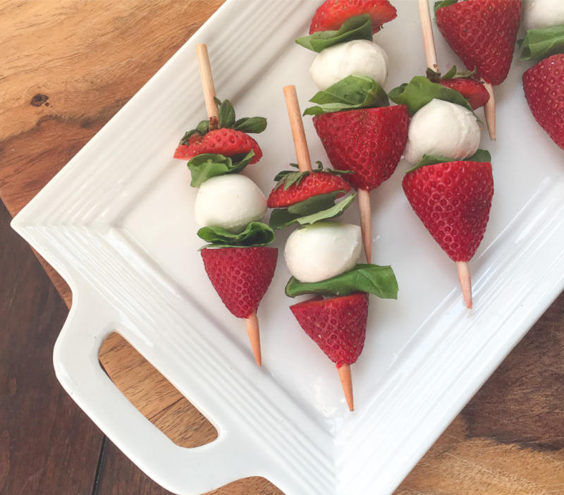 Strawberry Caprese Skewers summer appetizer recipe