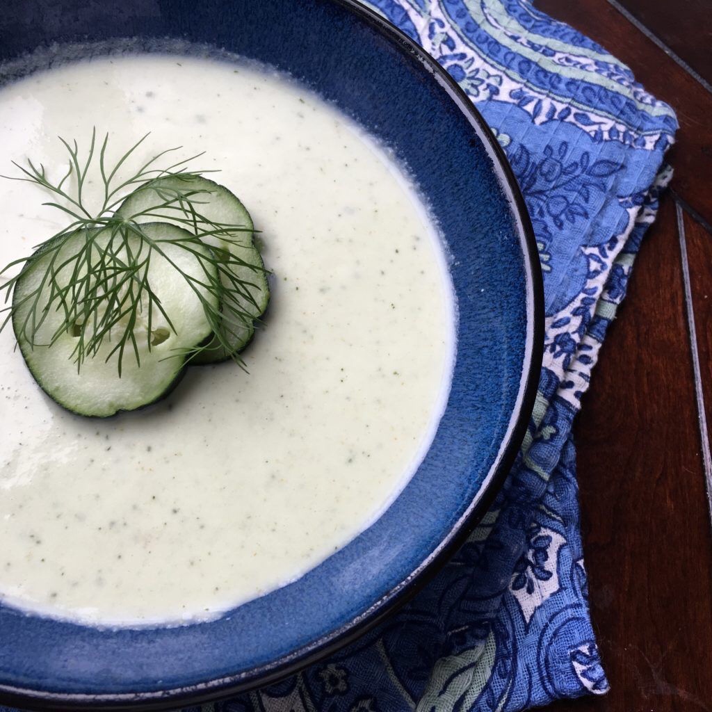 This yummy summer soup recipe uses fresh dill, cucumbers and avocado to make an easy summer meal.