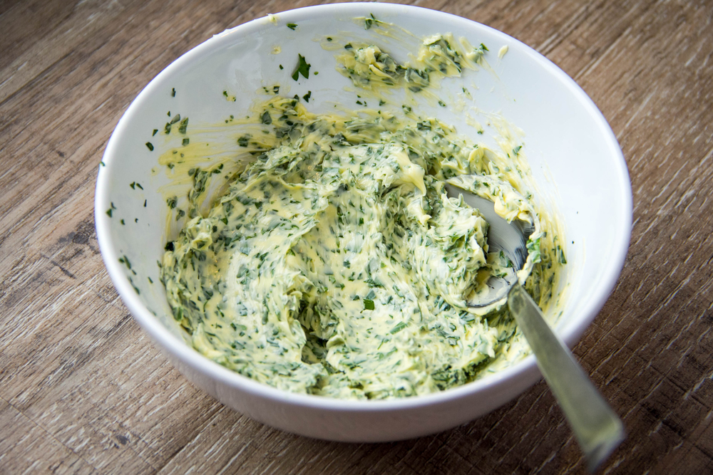 Compound butter made with fresh herbs.